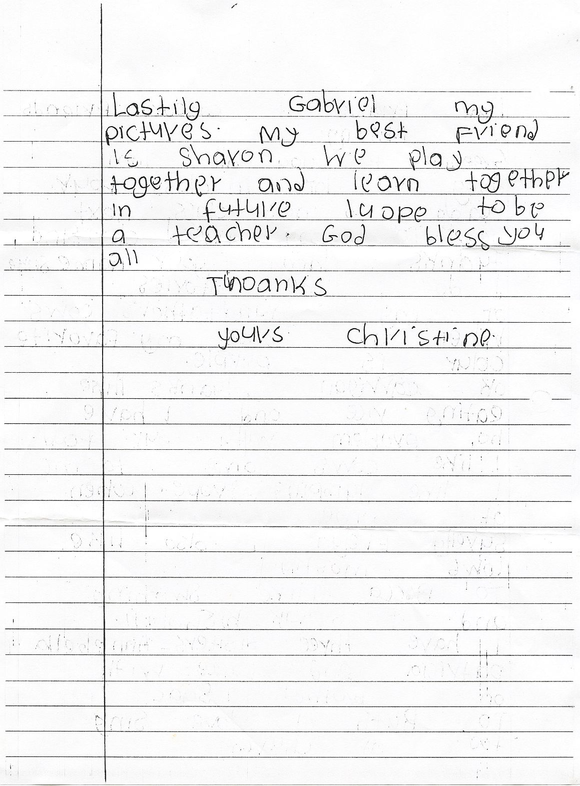 Page 2 of letter from Christine at Kakamega School, Kenya